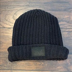 All black, black label Love Your Melon beanie